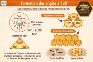 La construction à 120 degrés des cellules de cire hexagonales par les abeilles