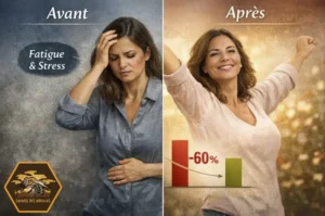Femme avant et après la prise de produits de la ruche