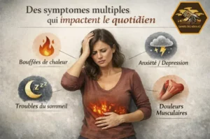 Femme illustrant les symptomes de la ménopause