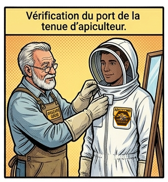 Vérification de la tenue d'apiculteur style BD