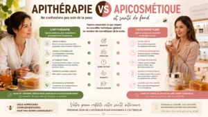 Descriptif montrant la différence entre un apithérapeute et un Apicosmeteur