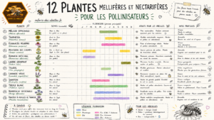 Calendrier de 12 plantes mellifères et nectarifères